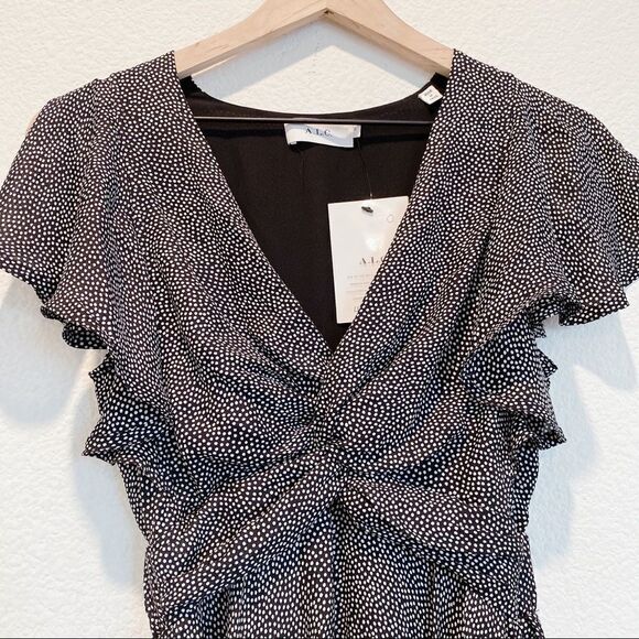 A.L.C. Silk viera twist tiered polka dot dress - Picture 5 of 8